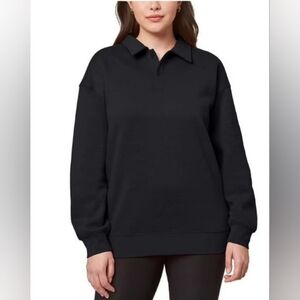 Brand  New Black Mondetta Ladies Collared Fleece Pullover Top Size Large